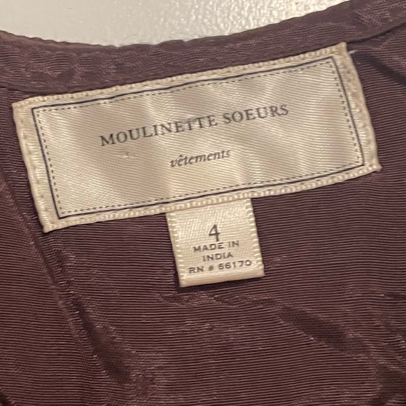 🤎 Moulinette Soeurs Flowing Layered Dress with Front Tie & Fitted Scrunch Back - Picture 2 of 5